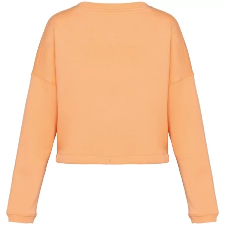 Sweat-shirt écoresponsable à col rond oversize crop femme