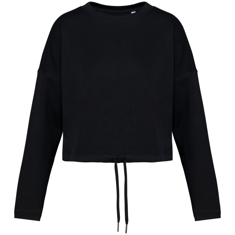 Sweat-shirt écoresponsable à col rond oversize crop femme