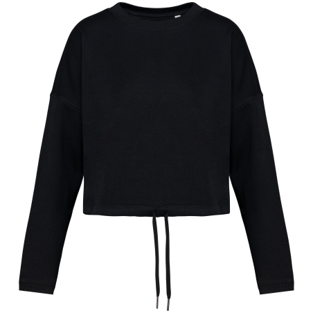 Sweat-shirt écoresponsable à col rond oversize crop femme