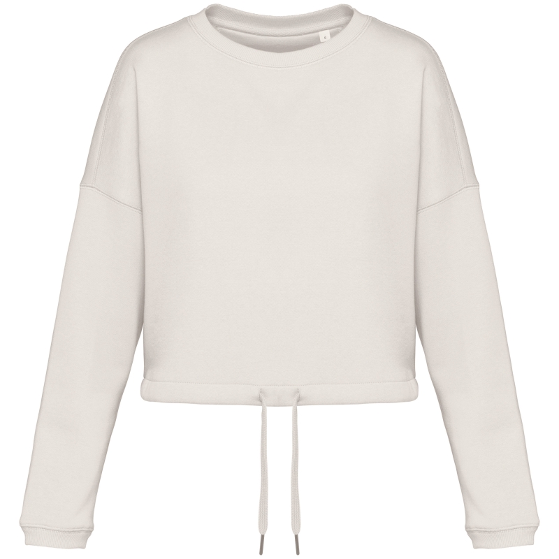 Sweat-shirt écoresponsable à col rond oversize crop femme