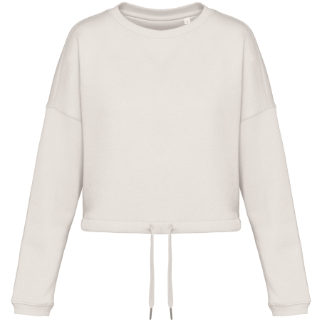 Sweat-shirt écoresponsable à col rond oversize crop femme