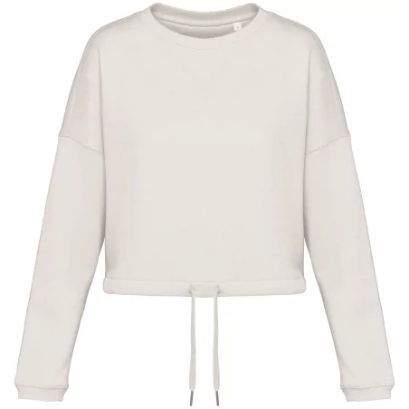 Sweat-shirt écoresponsable à col rond oversize crop femme