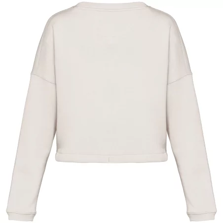 Sweat-shirt écoresponsable à col rond oversize crop femme