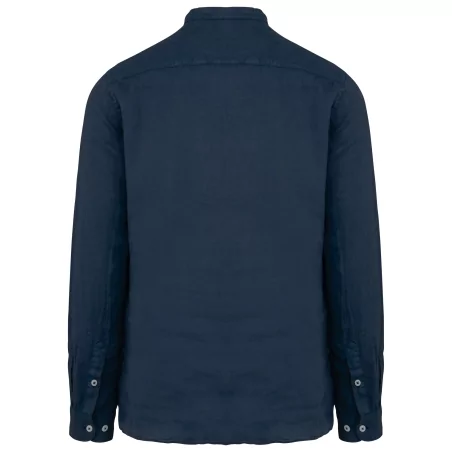 Chemise écoresponsable à col Mao délavée en lin délavé homme