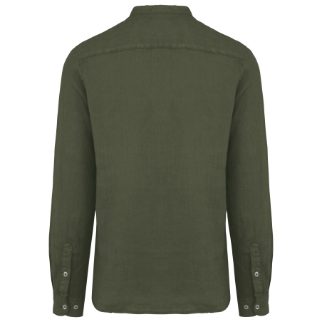 Chemise écoresponsable à col Mao délavée en lin délavé homme