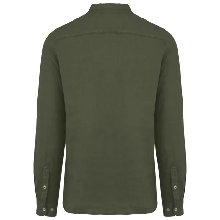 Chemise écoresponsable à col Mao délavée en lin délavé homme