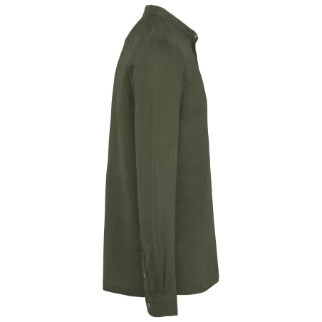 Chemise écoresponsable à col Mao délavée en lin délavé homme
