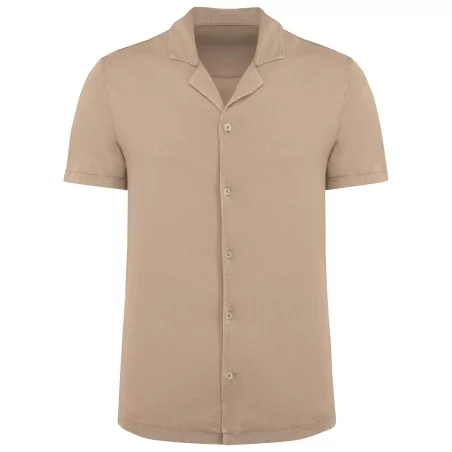 Chemise écoresponsable délavée en jersey manches courtes à col bowling homme