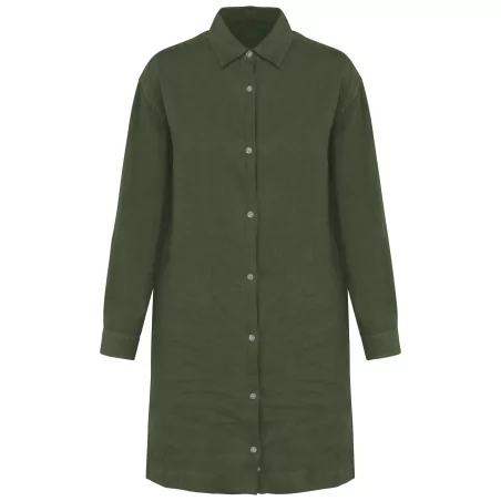 Robe chemise écoresponsable en lin femme