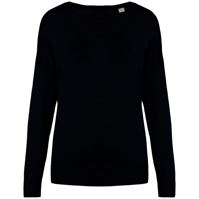 Pull écoresponsable col V en lyocell femme