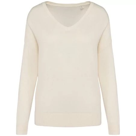 Pull écoresponsable col V en lyocell femme
