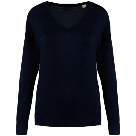 Pull écoresponsable col V en lyocell femme