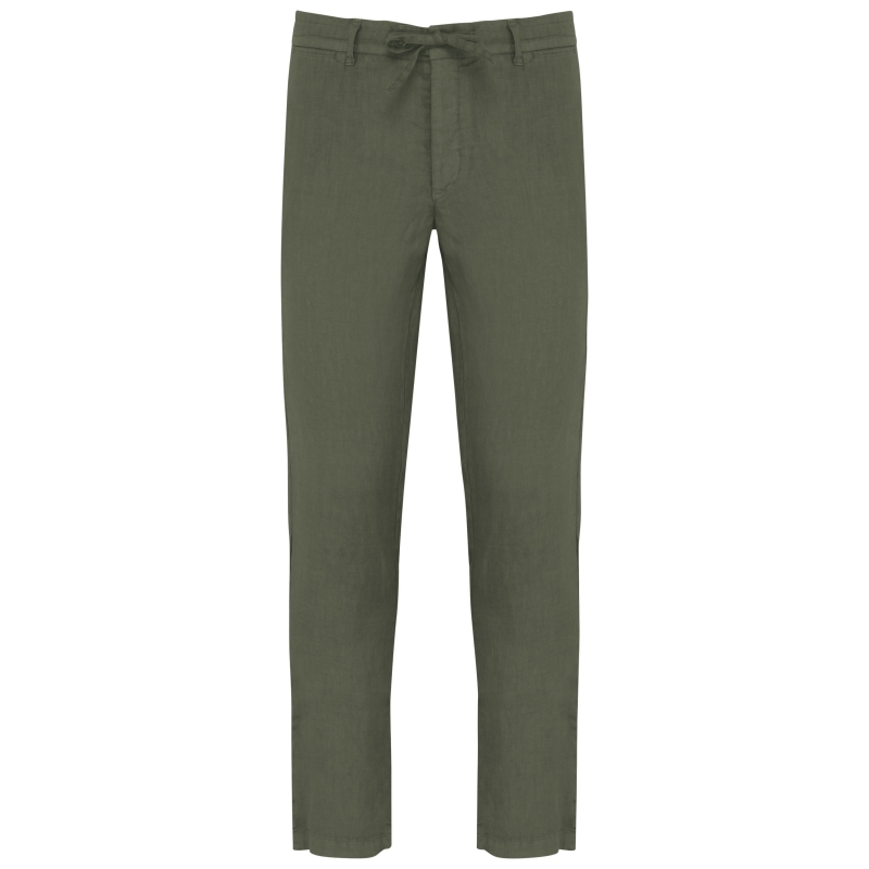 Pantalon écoresponsable délavé en lin homme