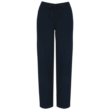 Pantalon écoresponsable délavé en lin femme