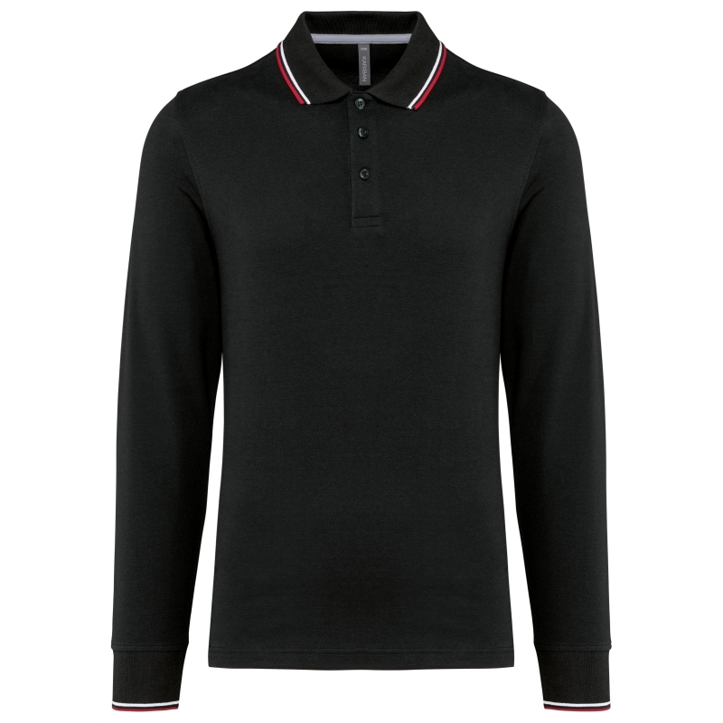 Polo maille piquée manches longues homme