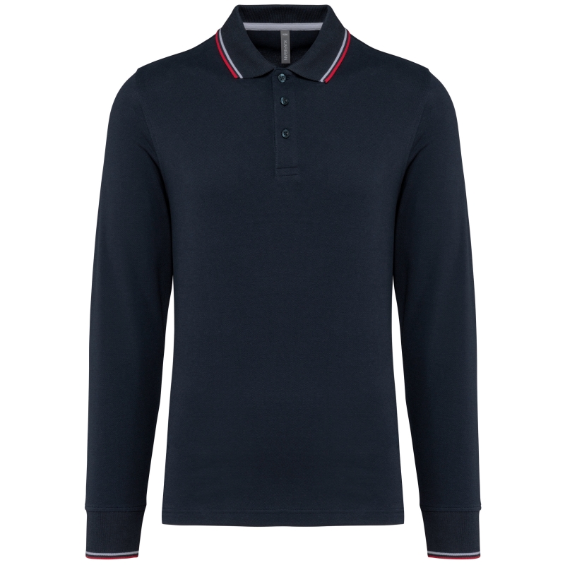 Polo maille piquée manches longues homme