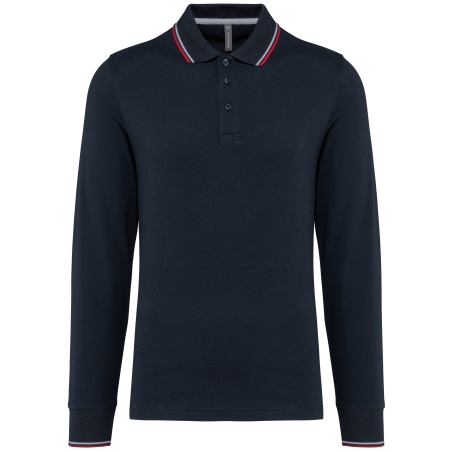 Polo maille piquée manches longues homme