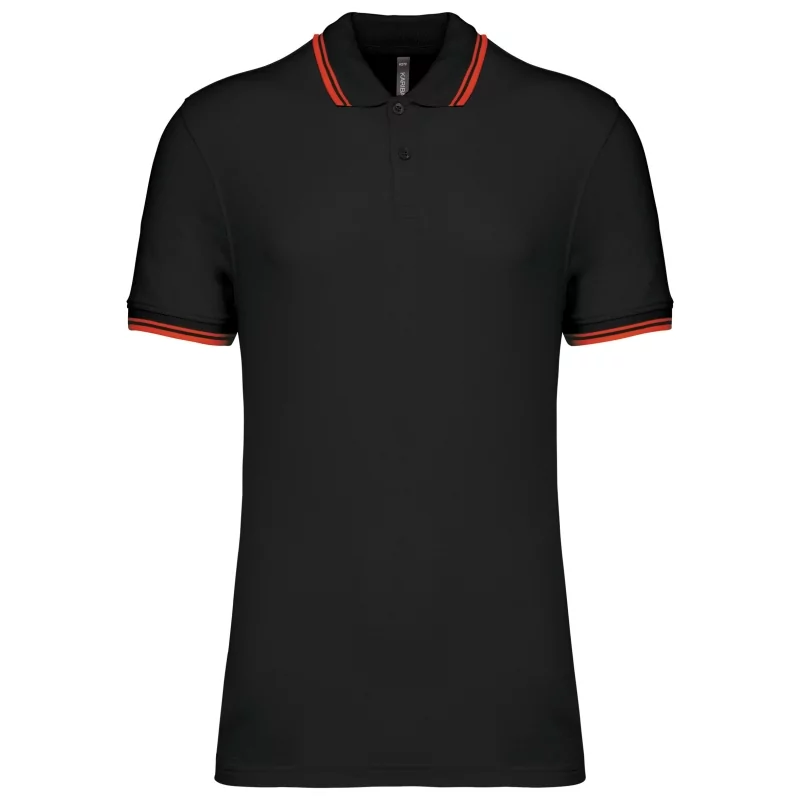 Polo homme manches courtes à liserés contrastés