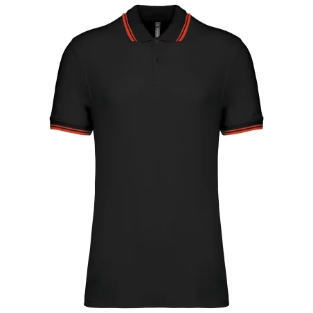 Polo homme manches courtes à liserés contrastés