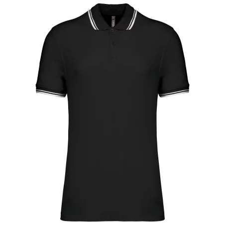 Polo homme manches courtes à liserés contrastés
