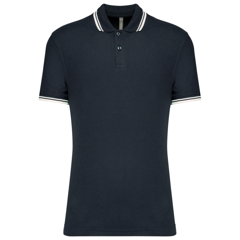 Polo homme manches courtes à liserés contrastés