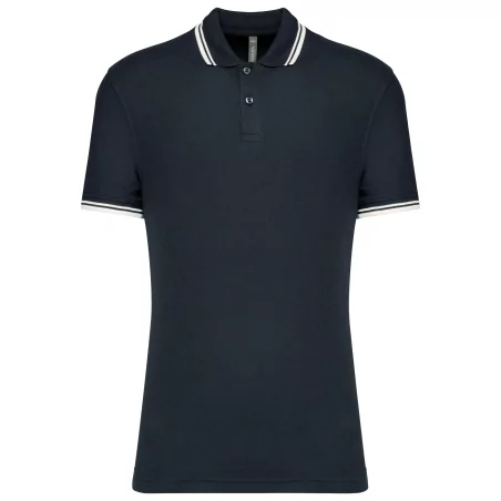 Polo homme manches courtes à liserés contrastés