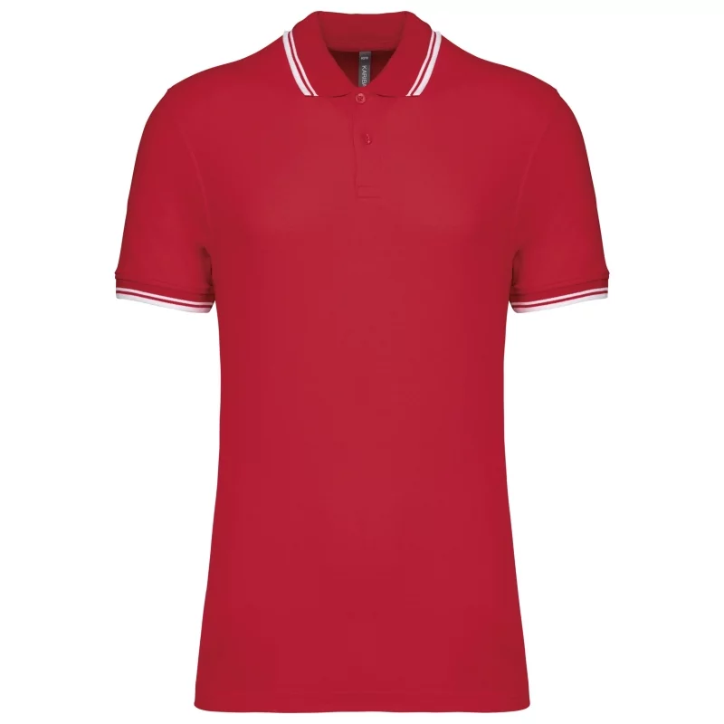 Polo homme manches courtes à liserés contrastés