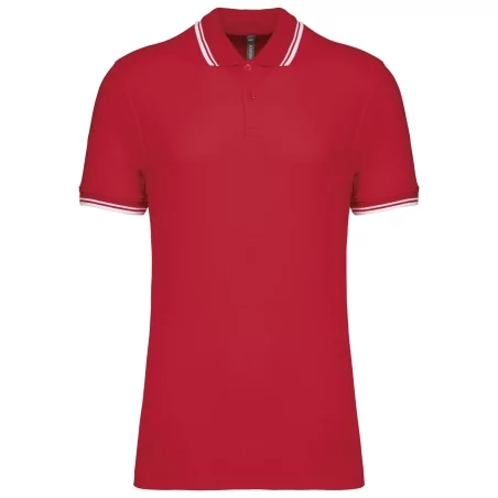 Polo homme manches courtes à liserés contrastés