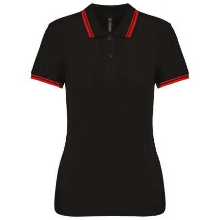 Polo femme manches courtes à liserés contrastés