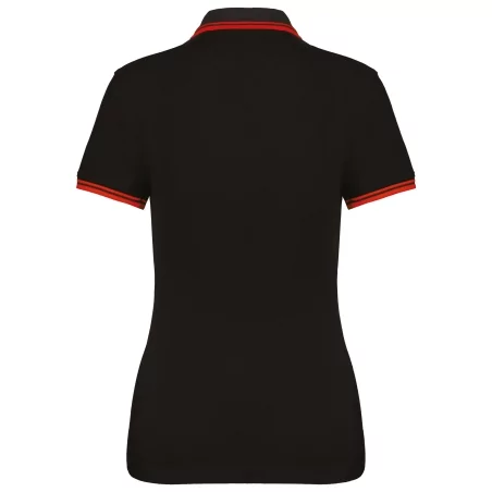 Polo femme manches courtes à liserés contrastés