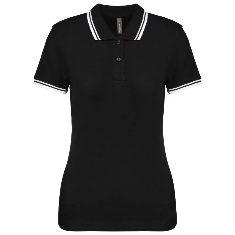 Polo femme manches courtes à liserés contrastés