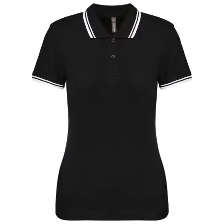 Polo femme manches courtes à liserés contrastés