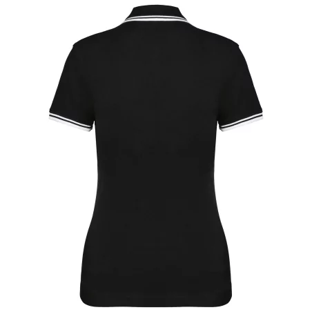 Polo femme manches courtes à liserés contrastés