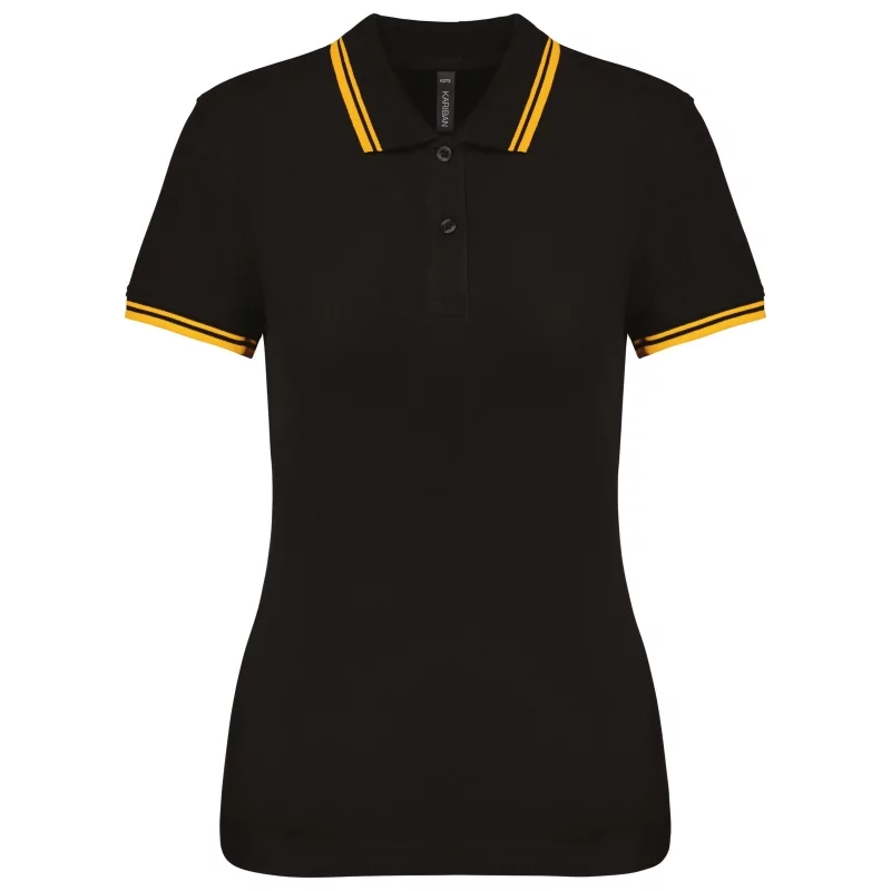 Polo femme manches courtes à liserés contrastés