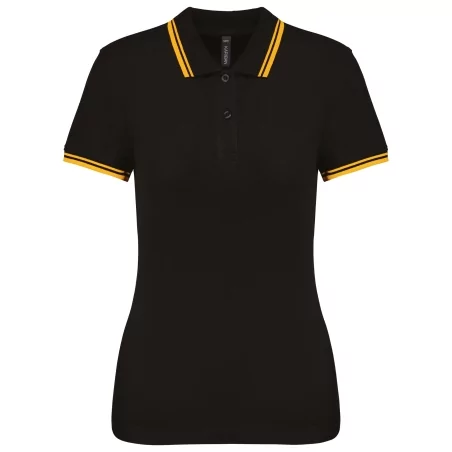 Polo femme manches courtes à liserés contrastés