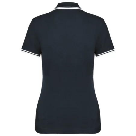 Polo femme manches courtes à liserés contrastés