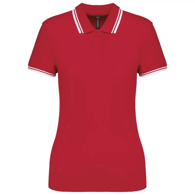 Polo femme manches courtes à liserés contrastés