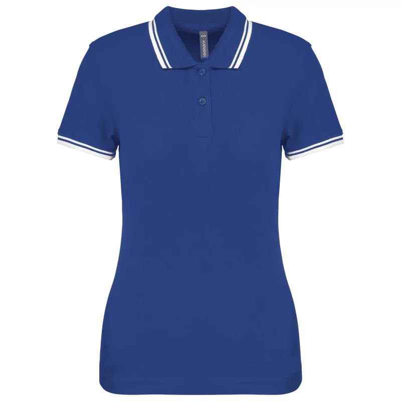 Polo femme manches courtes à liserés contrastés