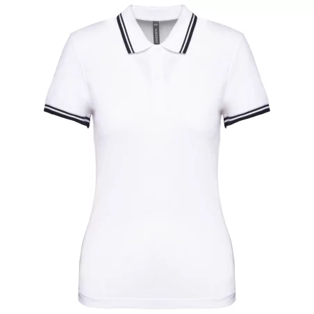 Polo femme manches courtes à liserés contrastés
