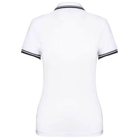 Polo femme manches courtes à liserés contrastés