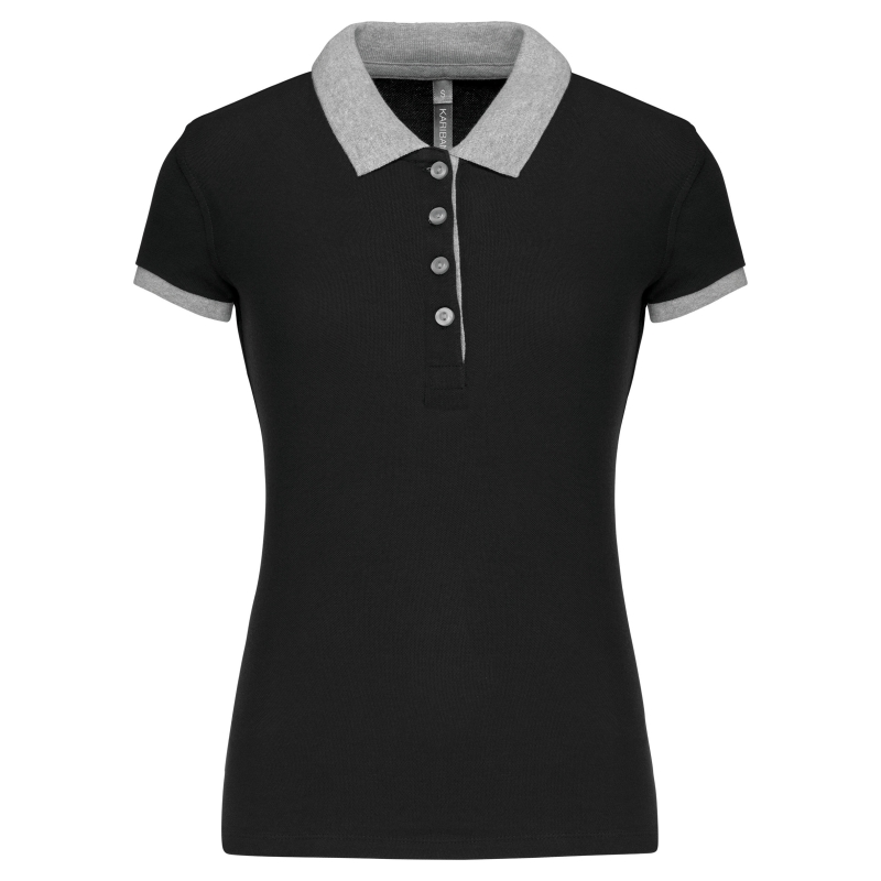 Polo piqué bicolore femme