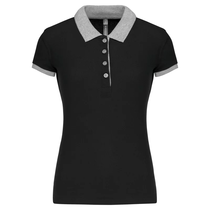 Polo piqué bicolore femme
