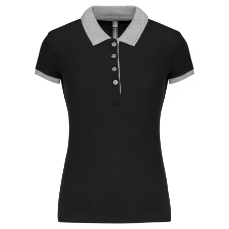 Polo piqué bicolore femme