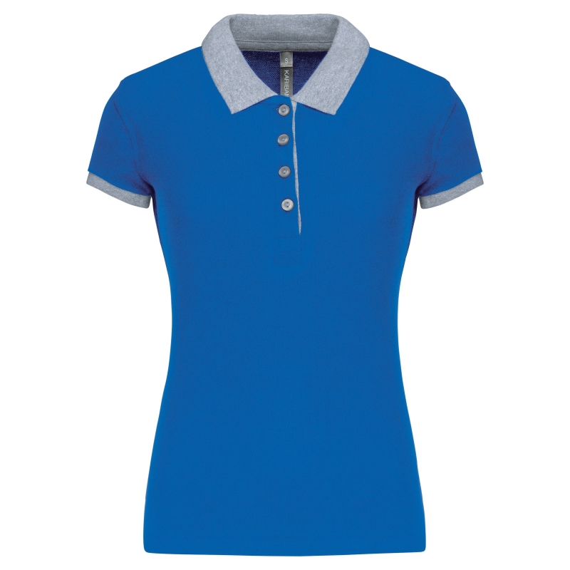 Polo piqué bicolore femme