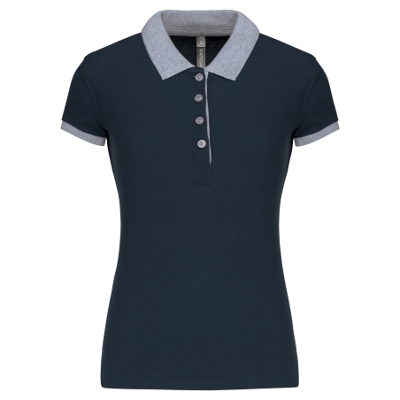 Polo piqué bicolore femme