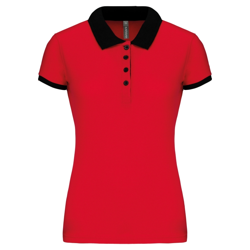 Polo piqué bicolore femme