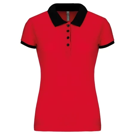 Polo piqué bicolore femme