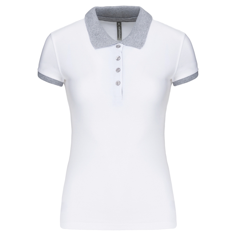 Polo piqué bicolore femme