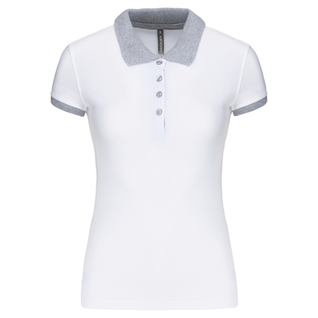 Polo piqué bicolore femme