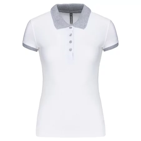 Polo piqué bicolore femme
